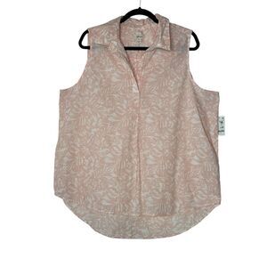 New Style & Co Blouse Women XL Shirt Pull Over Flower‎ Bohemian Sleeveless Boho